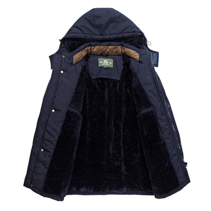 Winter Jacket Men Thicken Warm Parkas Hooded Clothes Green Blue Plus Velvet Fashion Oversize Coat