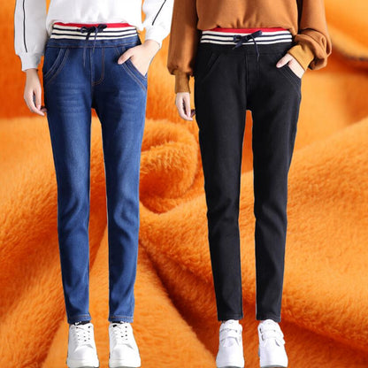 Winter Jeans For Women New Elastic Waist Jeans Female Trousers Super Soft Thickened Jeans Plus Velvet Thick Warm Jeans
