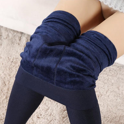 Winter Leggings Knitting Velvet Casual Legging New High Elastic Thicken Lady's Warm Black Pants Skinny Pants For Women Leggings K018 Navy