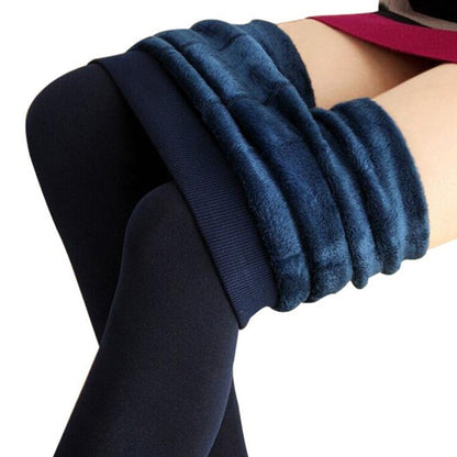 Winter Leggings Knitting Velvet Casual Legging New High Elastic Thicken Lady's Warm Black Pants Skinny Pants For Women Leggings K018 New Navy