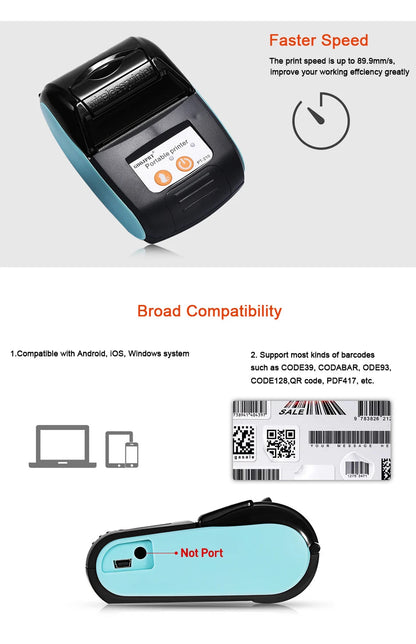 Wireless Mini Thermal Printers Portable Receipt Printer Bluetooth 58mm Mobile Phone Android POS PC Pocket Bill Makers Impresora