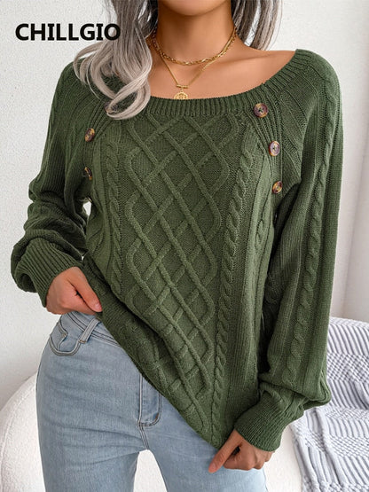 Women Knitted Pullovers Casual Streetwear Knitwear Long Sleeves Elastic Tricots New Autumn Winter Warm Knitting Sweater Green