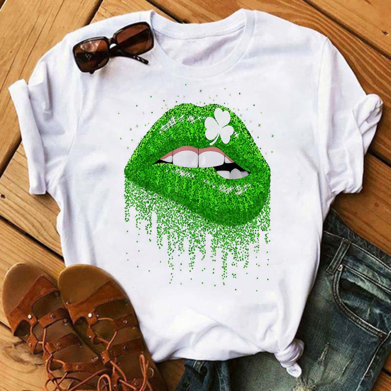 Women Summer Short Sleeve Tshirts Fashion Red Lips Finger Print Ladies T-shirts Top Cartoon Womens Graphic Tees T-Shirts 22