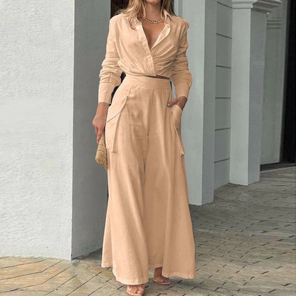 Women's 2023 Fall New Simple Fashion Solid Color Loose Pocket Long Sleeve Suit Khaki
