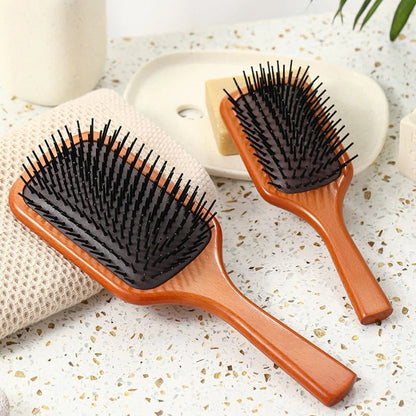 Wood Comb Professional Healthy Paddle Cushion Hair Loss Massage Brush Hairbrush Comb Scalp Hair Care Healthy Hair Brush