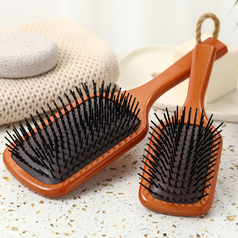 Wood Comb Professional Healthy Paddle Cushion Hair Loss Massage Brush Hairbrush Comb Scalp Hair Care Healthy Hair Brush