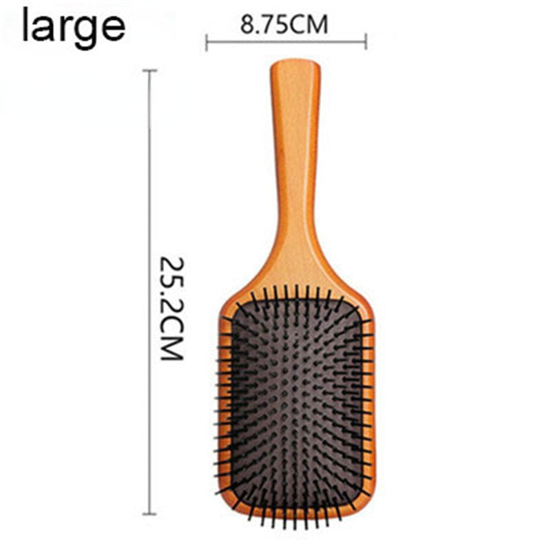 Wood Comb Professional Healthy Paddle Cushion Hair Loss Massage Brush Hairbrush Comb Scalp Hair Care Healthy Hair Brush