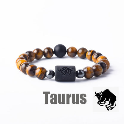 Zodiac Sign Bracelet - Cancer, Virgo, Leo, Libra, Friendship Gift 27 Taurus 8mm Beads