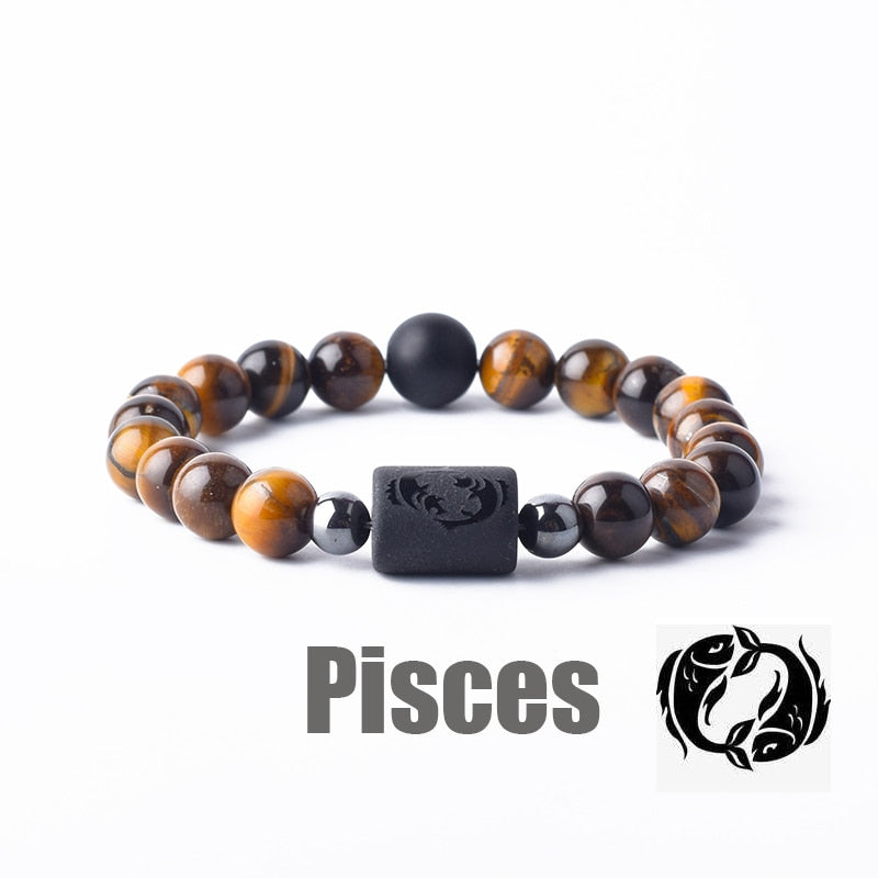 Zodiac Sign Bracelet - Cancer, Virgo, Leo, Libra, Friendship Gift 28 Pisces 8mm Beads