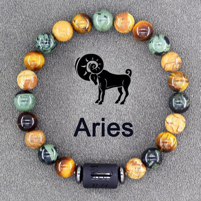 Zodiac Sign Bracelet - Cancer, Virgo, Leo, Libra, Friendship Gift 1 Aries 8mm Beads