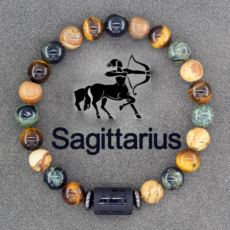 Zodiac Sign Bracelet - Cancer, Virgo, Leo, Libra, Friendship Gift 5 Sagittarius 8mm Beads