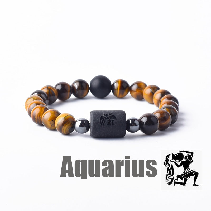 Zodiac Sign Bracelet - Cancer, Virgo, Leo, Libra, Friendship Gift 33 Aquarius 8mm Beads