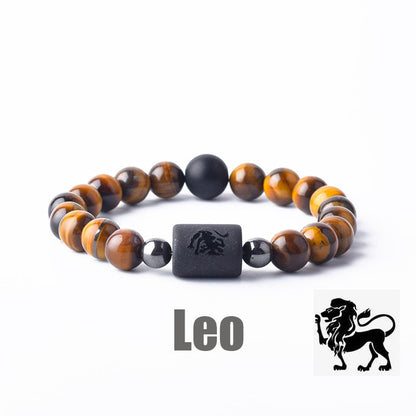 Zodiac Sign Bracelet - Cancer, Virgo, Leo, Libra, Friendship Gift 30 Leo 8mm Beads