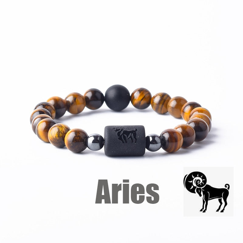 Zodiac Sign Bracelet - Cancer, Virgo, Leo, Libra, Friendship Gift 36 Aries 8mm Beads