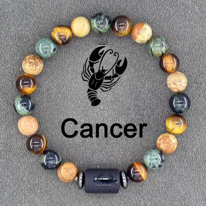 Zodiac Sign Bracelet - Cancer, Virgo, Leo, Libra, Friendship Gift 7 Cancer 8mm Beads