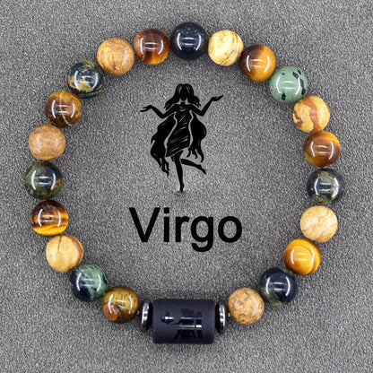Zodiac Sign Bracelet - Cancer, Virgo, Leo, Libra, Friendship Gift 12 Virgo 8mm Beads