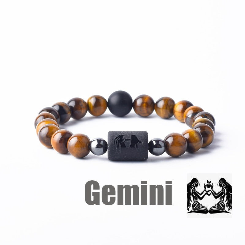 Zodiac Sign Bracelet - Cancer, Virgo, Leo, Libra, Friendship Gift 32 Gemini 8mm Beads