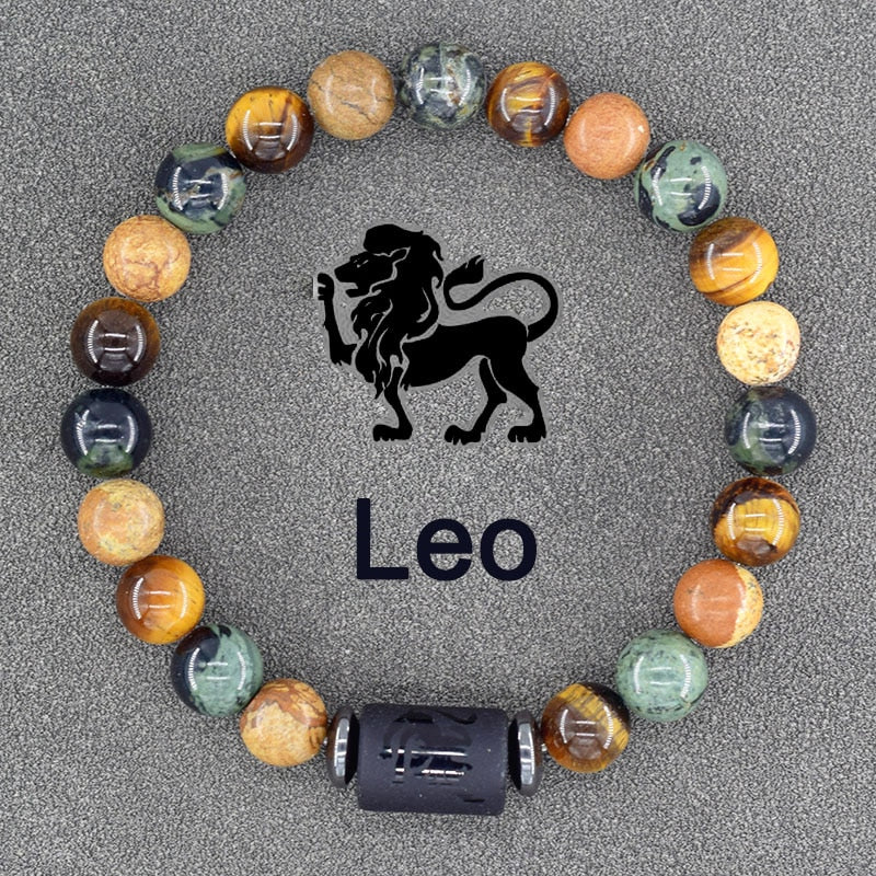 Zodiac Sign Bracelet - Cancer, Virgo, Leo, Libra, Friendship Gift 4 Leo 8mm Beads