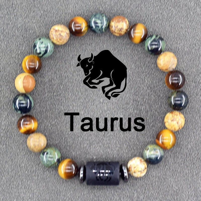 Zodiac Sign Bracelet - Cancer, Virgo, Leo, Libra, Friendship Gift 11 Taurus 8mm Beads