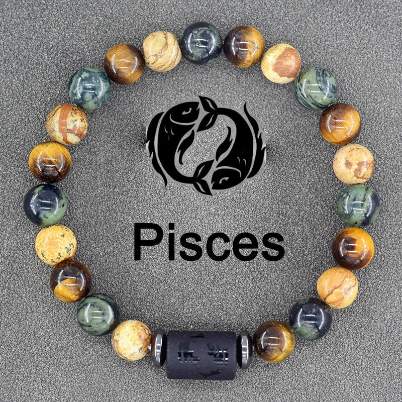 Zodiac Sign Bracelet - Cancer, Virgo, Leo, Libra, Friendship Gift 8 Pisces 8mm Beads