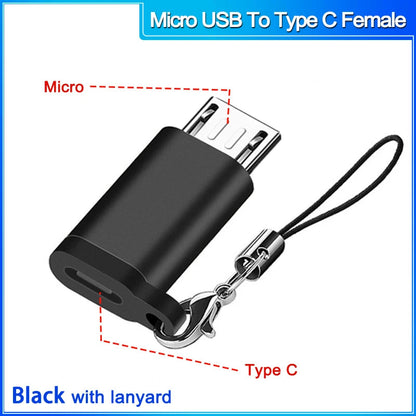 otg Type C to Micro usb cable Converter Type C To USB 3.0 OTG Adapter for MacbookPro Xiaomi Samsung phone Charging Cable charger MicroToTypeC F black