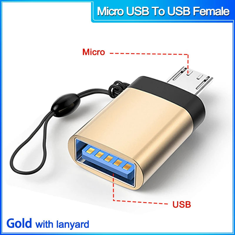 otg Type C to Micro usb cable Converter Type C To USB 3.0 OTG Adapter for MacbookPro Xiaomi Samsung phone Charging Cable charger MicroToUSB F gold