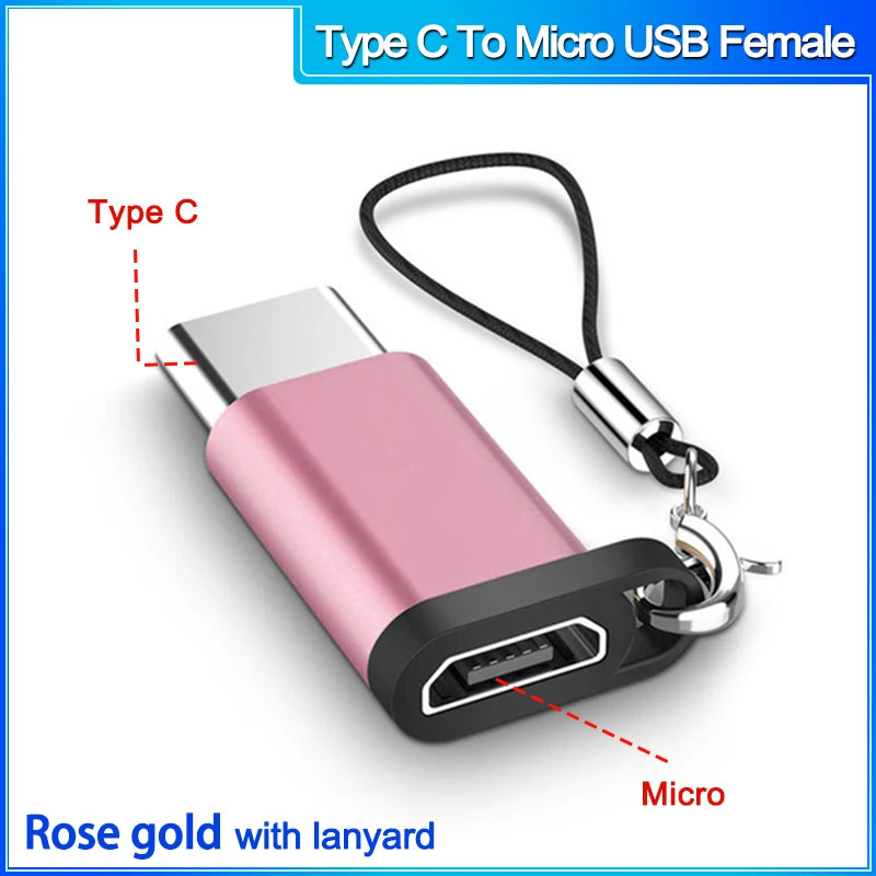 otg Type C to Micro usb cable Converter Type C To USB 3.0 OTG Adapter for MacbookPro Xiaomi Samsung phone Charging Cable charger TypeCtoMicro F rose