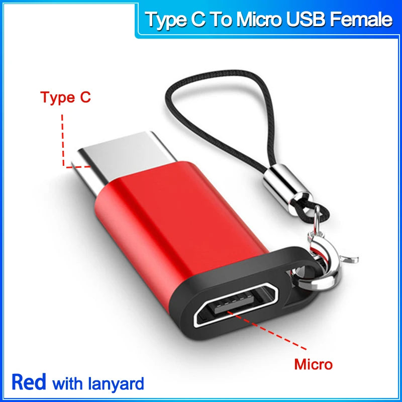 otg Type C to Micro usb cable Converter Type C To USB 3.0 OTG Adapter for MacbookPro Xiaomi Samsung phone Charging Cable charger TypeCtoMicro F red