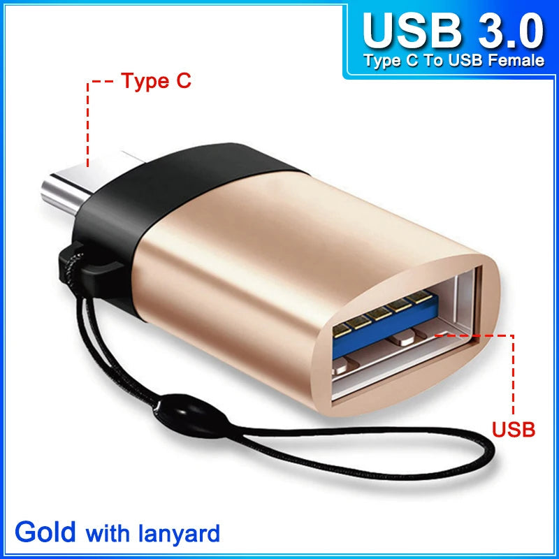 otg Type C to Micro usb cable Converter Type C To USB 3.0 OTG Adapter for MacbookPro Xiaomi Samsung phone Charging Cable charger TypeCtoUSB F gold