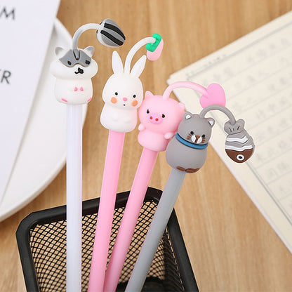 Novelty Rabbit Cat Hamster Pig Animal Gel Pen 0.5mm Ink Cute Kawaii Cartoon Pens for Writing Exam Signing School Supplies Gift