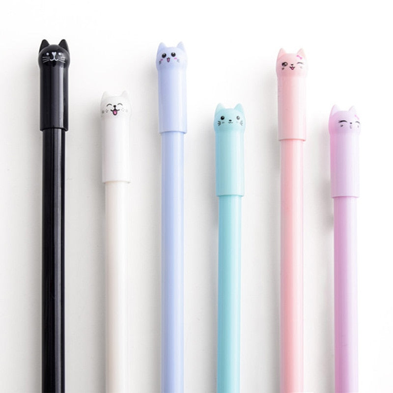 6PCS/set Kawaii Cat Gel Pen 0.38mm Creative Cute Neutral Ink Pen Children Gift School Office Writing Supplies Stationery